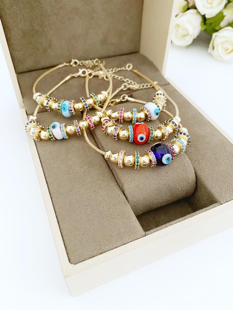 Evil Eye Bracelet, Authentic Pandora Bracelet, Glass Evil Eye Charm,