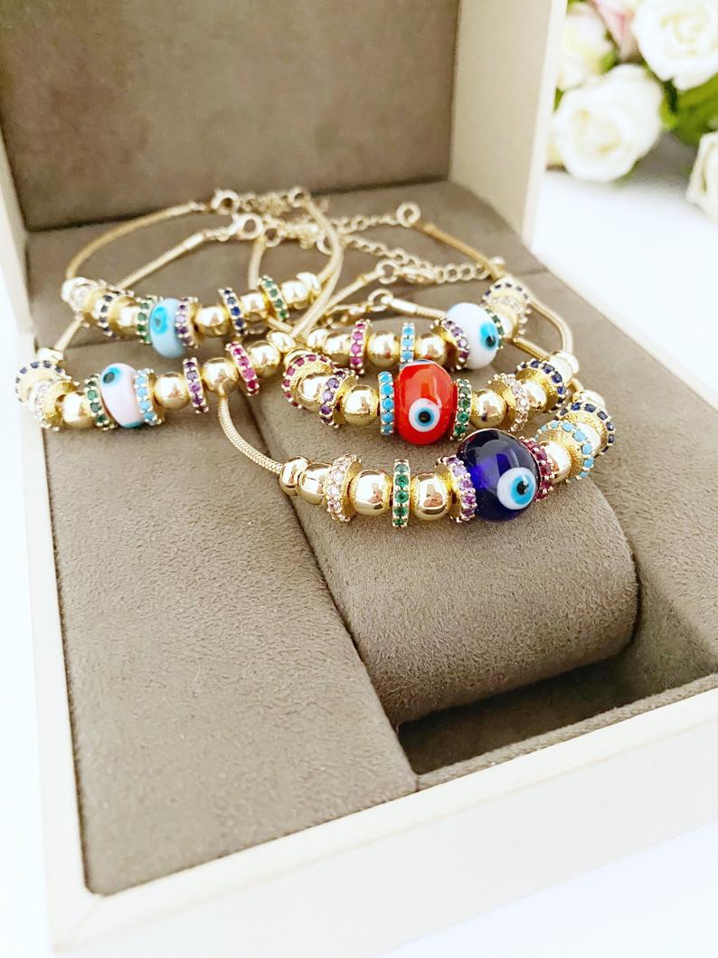 Evil Eye Bracelet, Authentic Pandora Bracelet, Glass Evil Eye Charm,