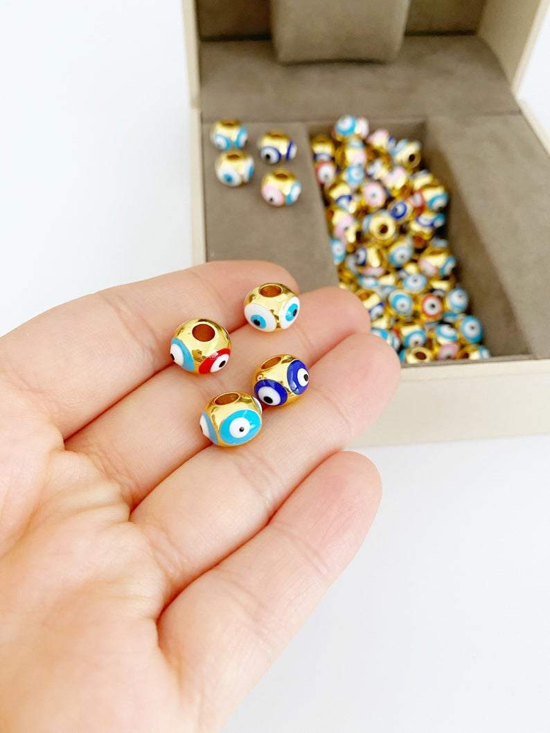 3 pcs Evil Eye Charm, Brass Evil Eye Pandora Charm, Authentic Pandora