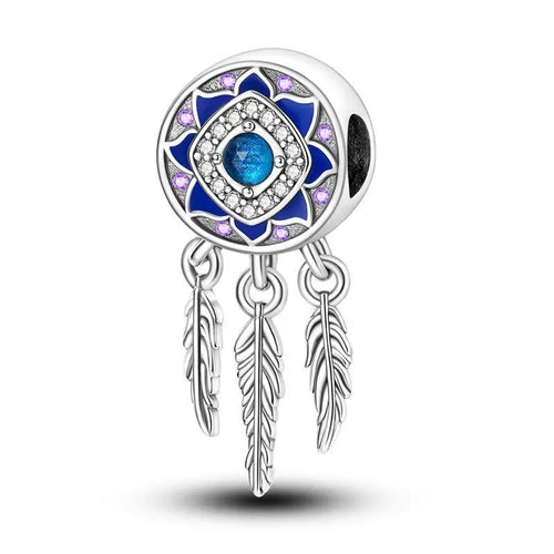 2024 925 Sterling Silver Colorful Dreamcatcher Charms Beads Fit