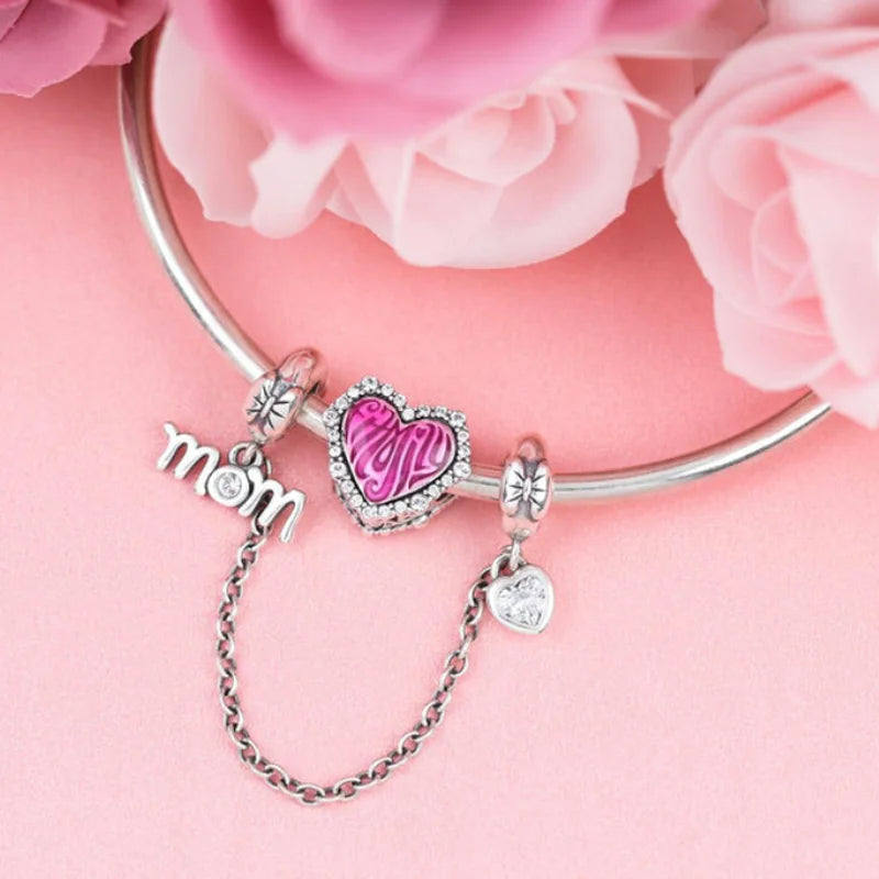 64 Style 925 Silvering Safety Chain Mom Amour Clover Sea Dangle Charms