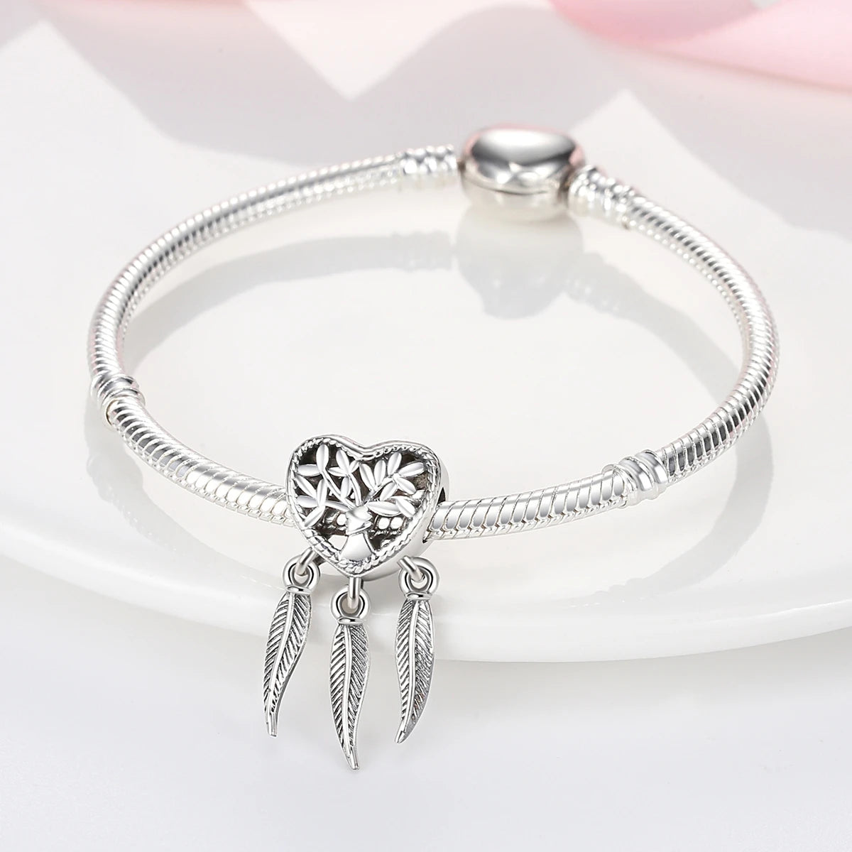 2024 925 Sterling Silver Colorful Dreamcatcher Charms Beads Fit