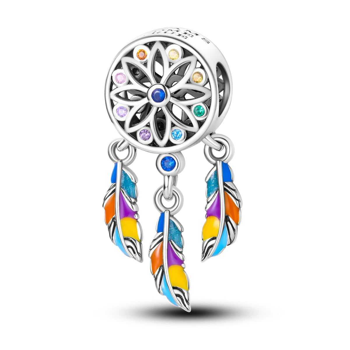 2024 925 Sterling Silver Colorful Dreamcatcher Charms Beads Fit