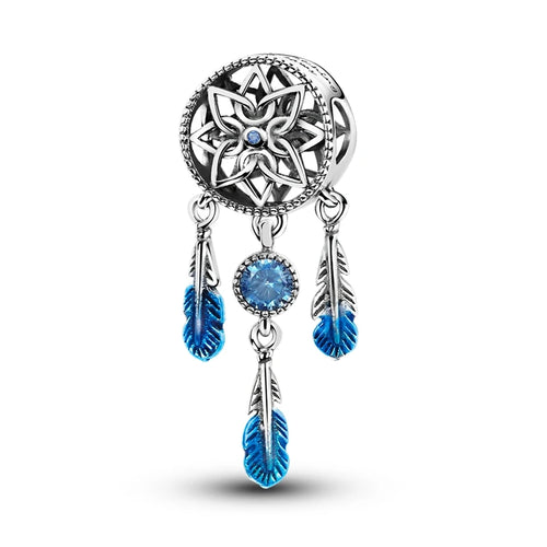 2024 925 Sterling Silver Colorful Dreamcatcher Charms Beads Fit