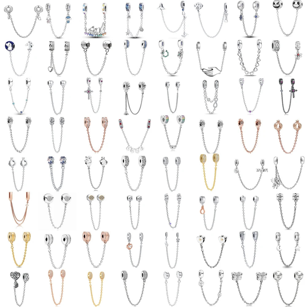 64 Style 925 Silvering Safety Chain Mom Amour Clover Sea Dangle Charms