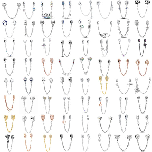 64 Style 925 Silvering Safety Chain Mom Amour Clover Sea Dangle Charms