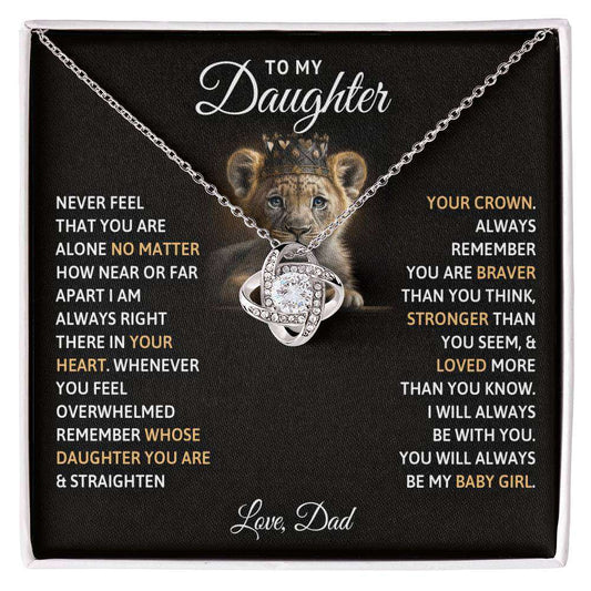 Love Knot Necklace for Daughter with Cubic Zirconia, Gift Box Display