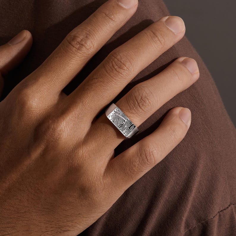 Fingerprint Ring For Men, Personalized Men’s Ring