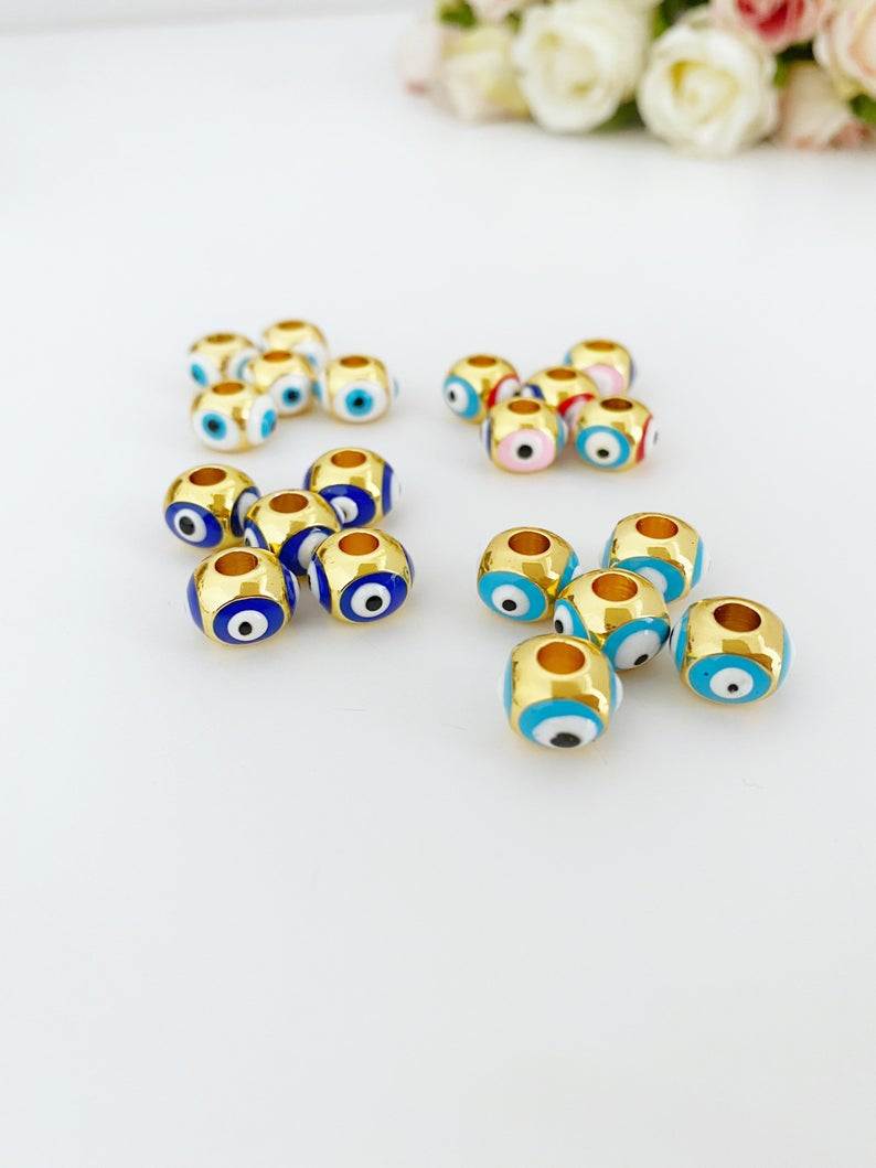 3 pcs Evil Eye Charm, Brass Evil Eye Pandora Charm, Authentic Pandora