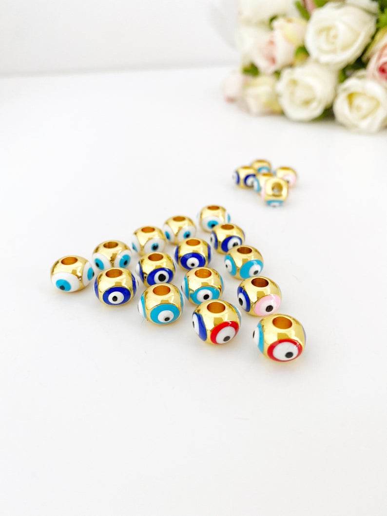 3 pcs Evil Eye Charm, Brass Evil Eye Pandora Charm, Authentic Pandora